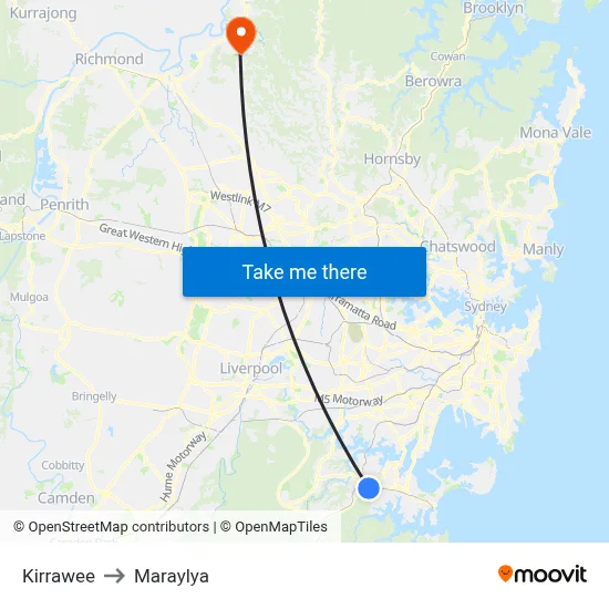 Kirrawee to Maraylya map