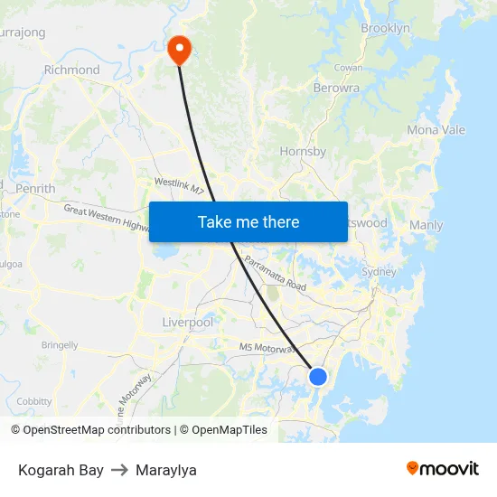 Kogarah Bay to Maraylya map
