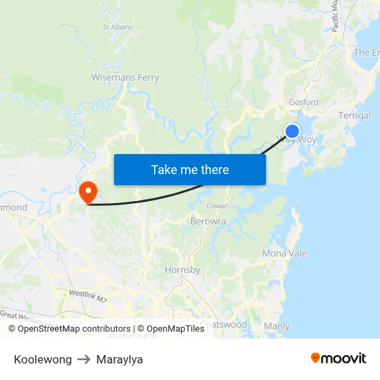 Koolewong to Maraylya map