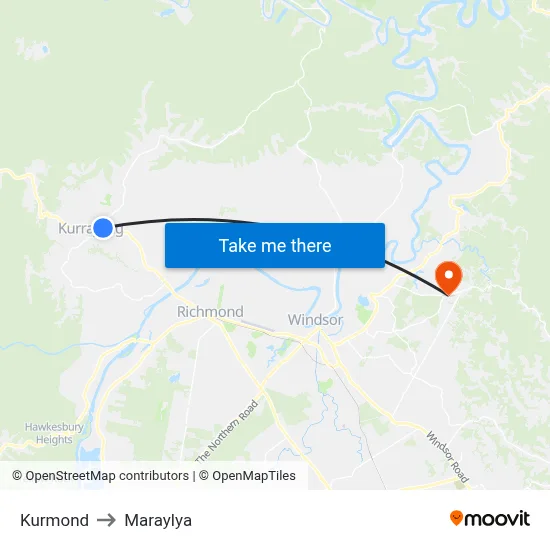 Kurmond to Maraylya map