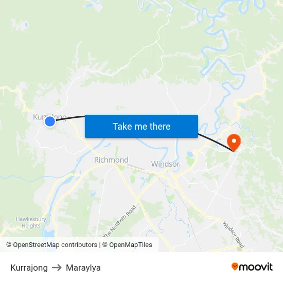 Kurrajong to Maraylya map
