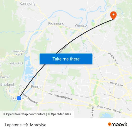 Lapstone to Maraylya map