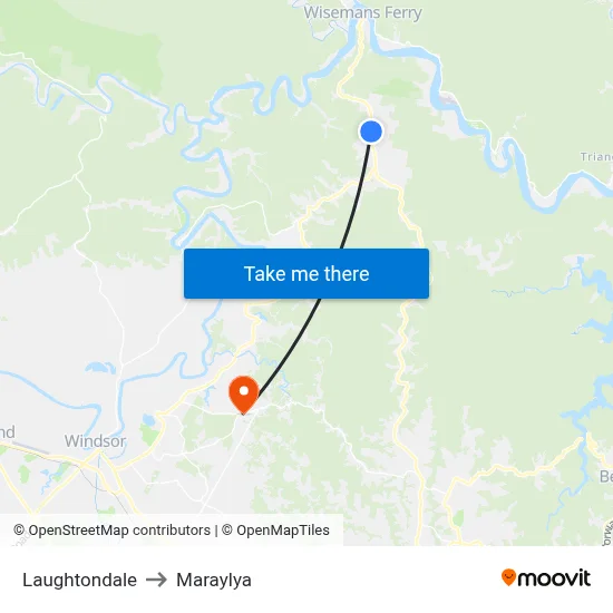 Laughtondale to Maraylya map
