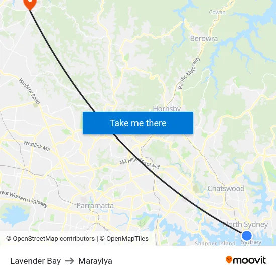 Lavender Bay to Maraylya map