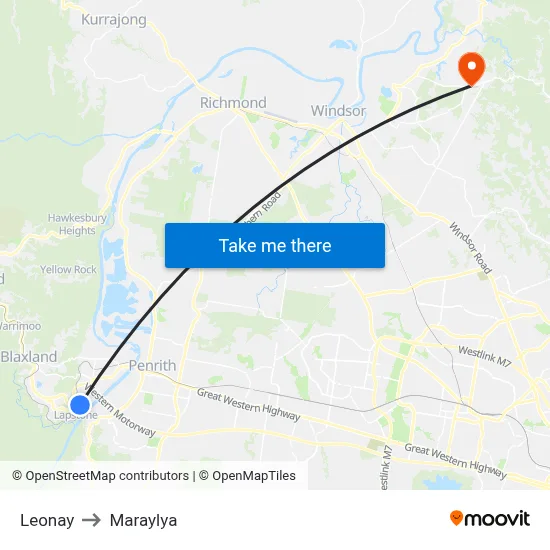 Leonay to Maraylya map