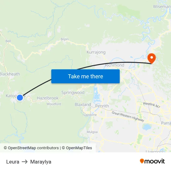Leura to Maraylya map