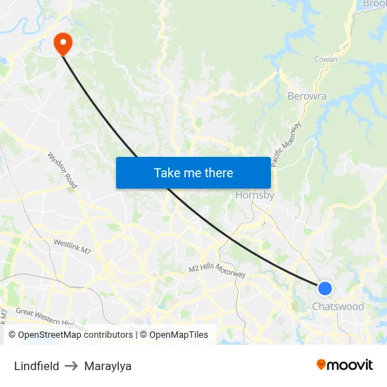 Lindfield to Maraylya map