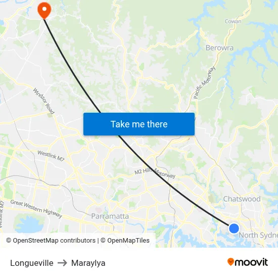 Longueville to Maraylya map