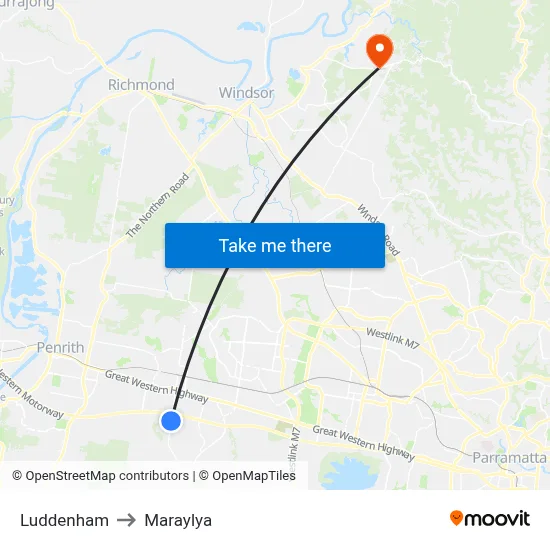 Luddenham to Maraylya map