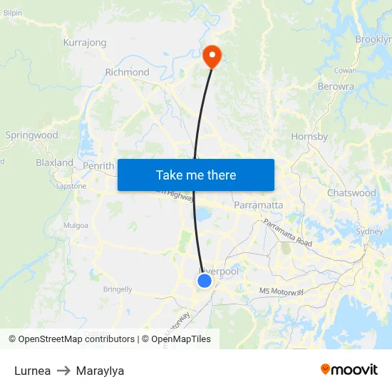 Lurnea to Maraylya map
