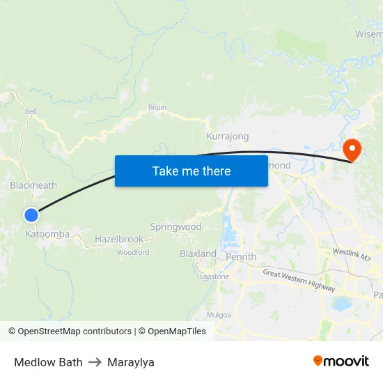Medlow Bath to Maraylya map
