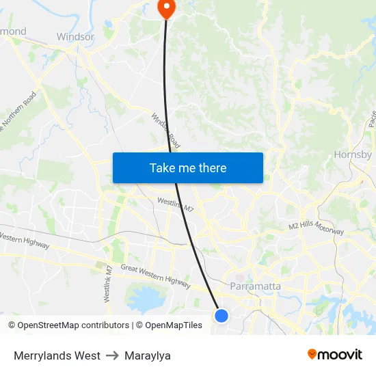 Merrylands West to Maraylya map