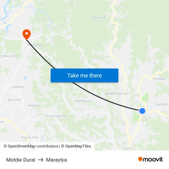 Middle Dural to Maraylya map