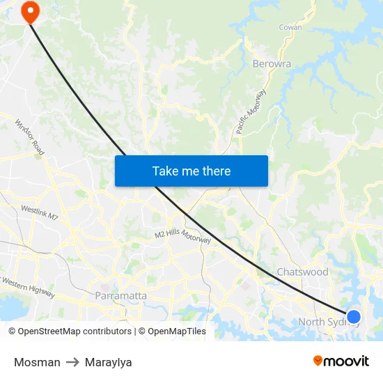 Mosman to Maraylya map