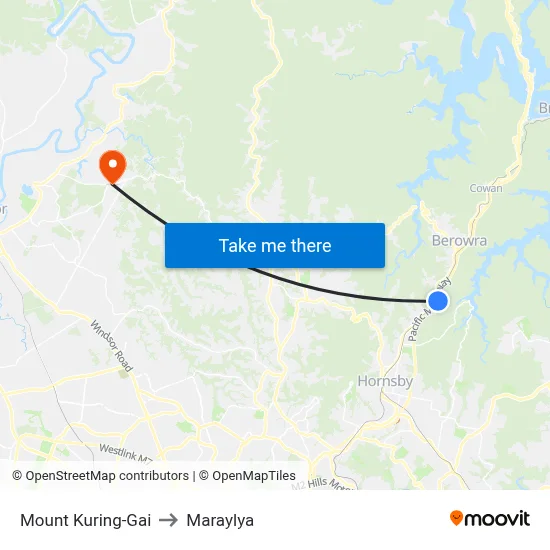 Mount Kuring-Gai to Maraylya map