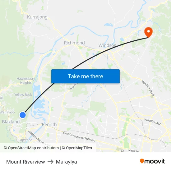 Mount Riverview to Maraylya map