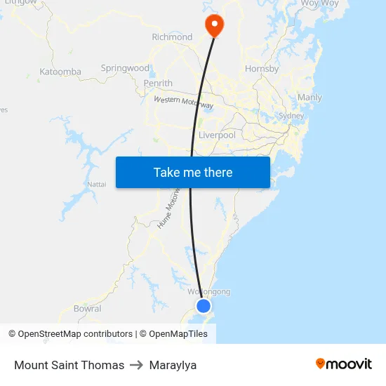 Mount Saint Thomas to Maraylya map