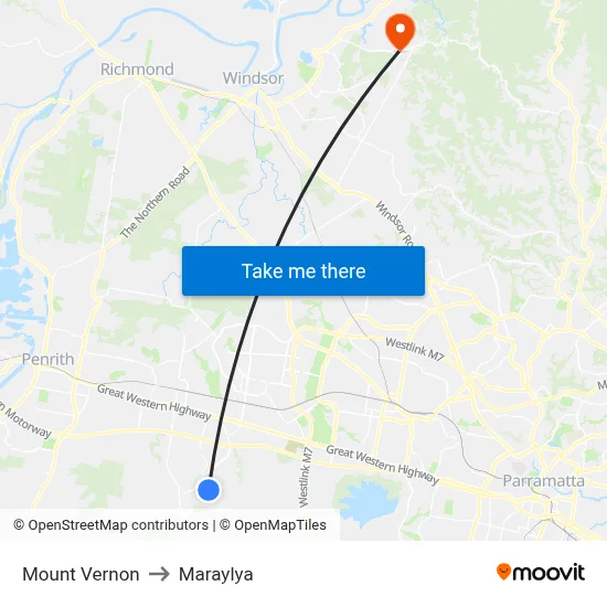 Mount Vernon to Maraylya map