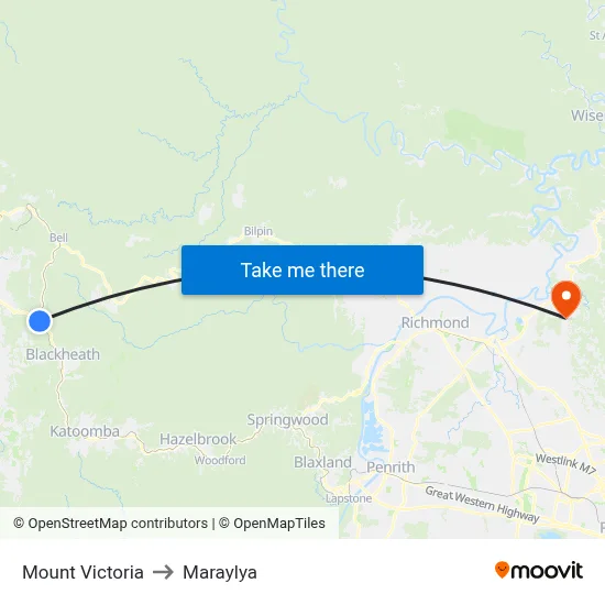 Mount Victoria to Maraylya map