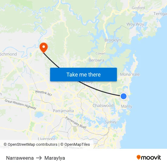 Narraweena to Maraylya map