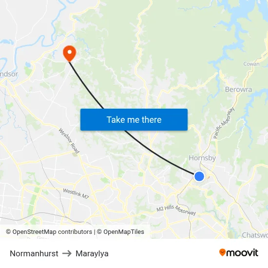 Normanhurst to Maraylya map
