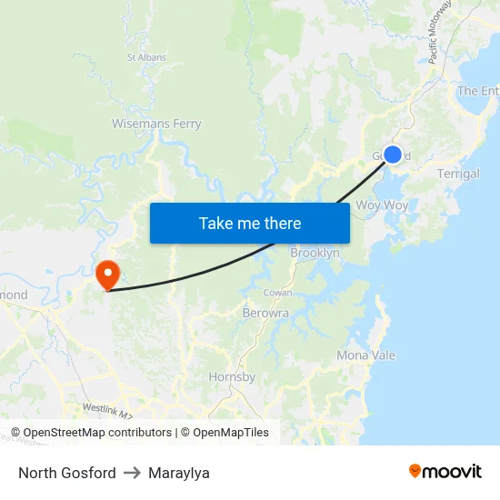 North Gosford to Maraylya map