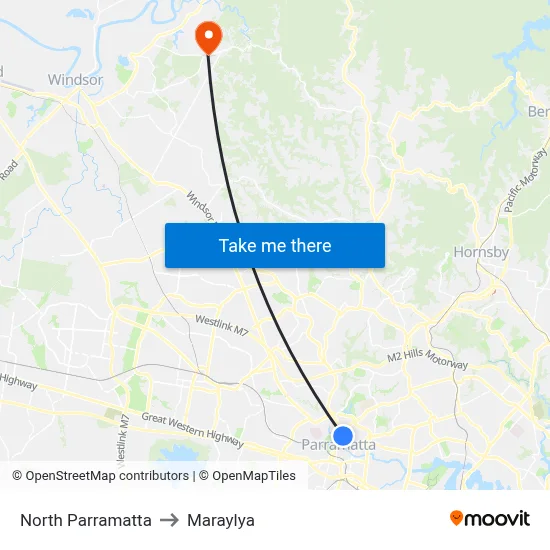 North Parramatta to Maraylya map