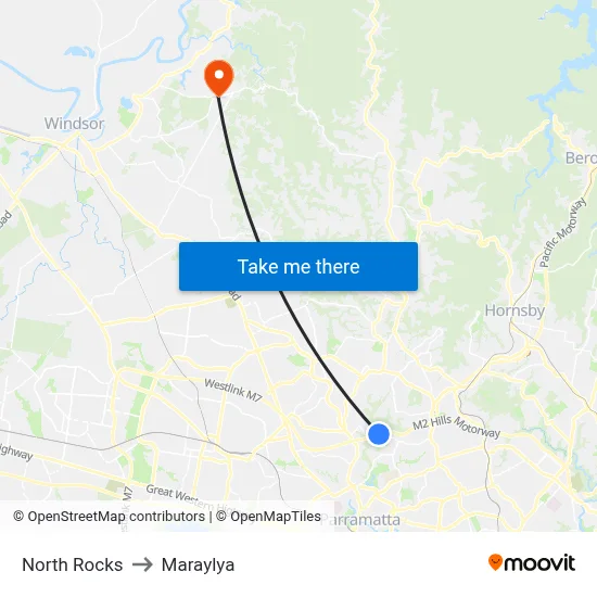 North Rocks to Maraylya map