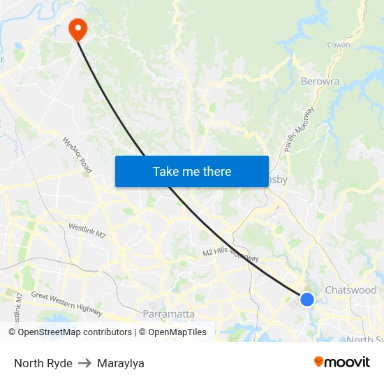 North Ryde to Maraylya map