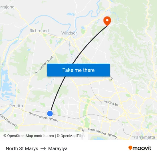 North St Marys to Maraylya map