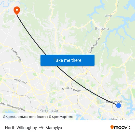 North Willoughby to Maraylya map