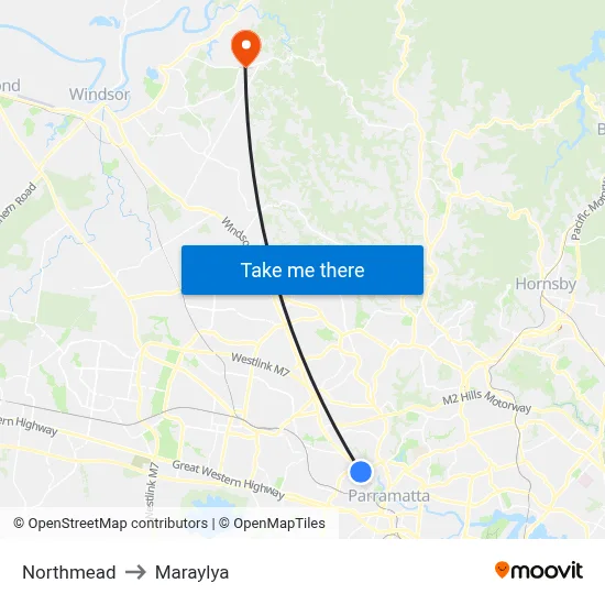 Northmead to Maraylya map