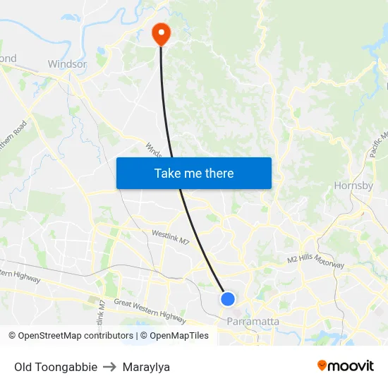 Old Toongabbie to Maraylya map