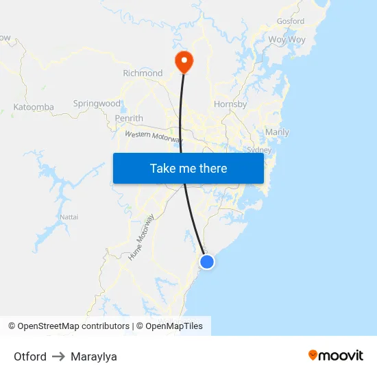 Otford to Maraylya map