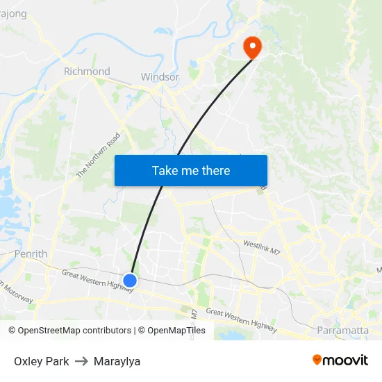 Oxley Park to Maraylya map