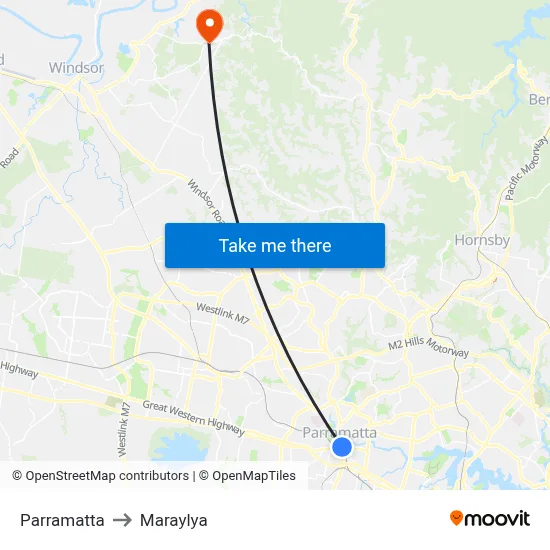 Parramatta to Maraylya map