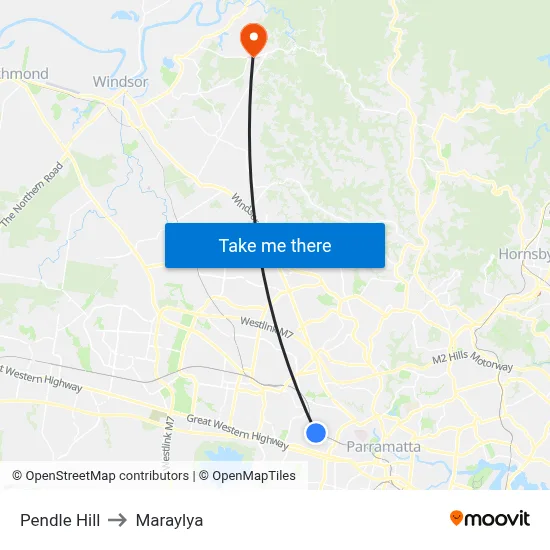 Pendle Hill to Maraylya map