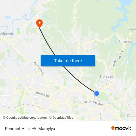 Pennant Hills to Maraylya map