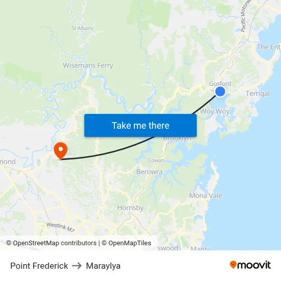 Point Frederick to Maraylya map