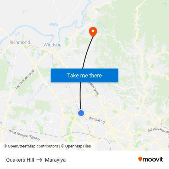 Quakers Hill to Maraylya map