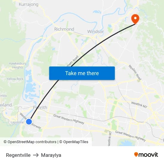 Regentville to Maraylya map