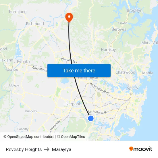 Revesby Heights to Maraylya map