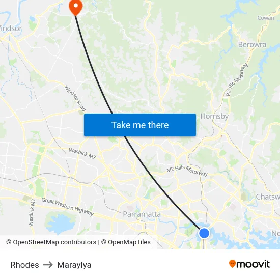 Rhodes to Maraylya map