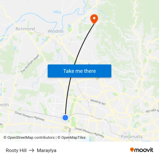 Rooty Hill to Maraylya map