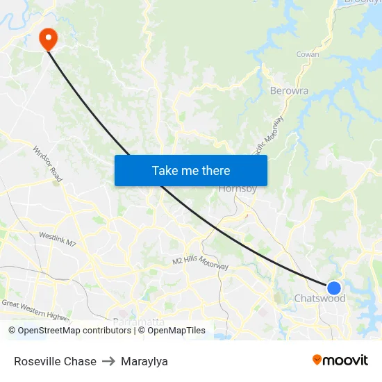 Roseville Chase to Maraylya map