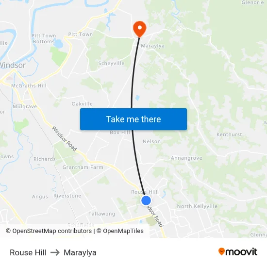 Rouse Hill to Maraylya map