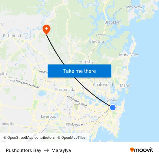 Rushcutters Bay to Maraylya map