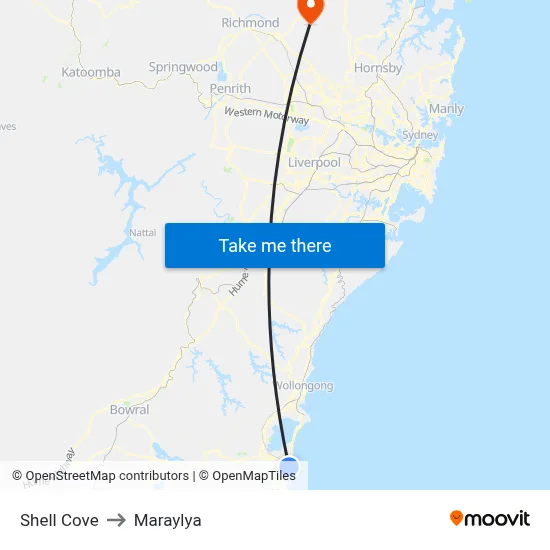 Shell Cove to Maraylya map