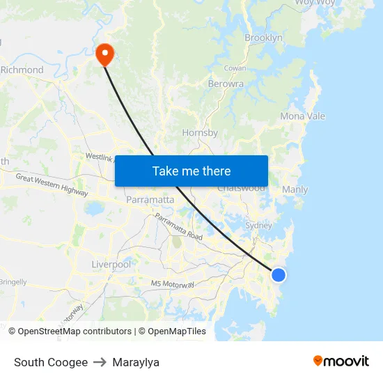 South Coogee to Maraylya map