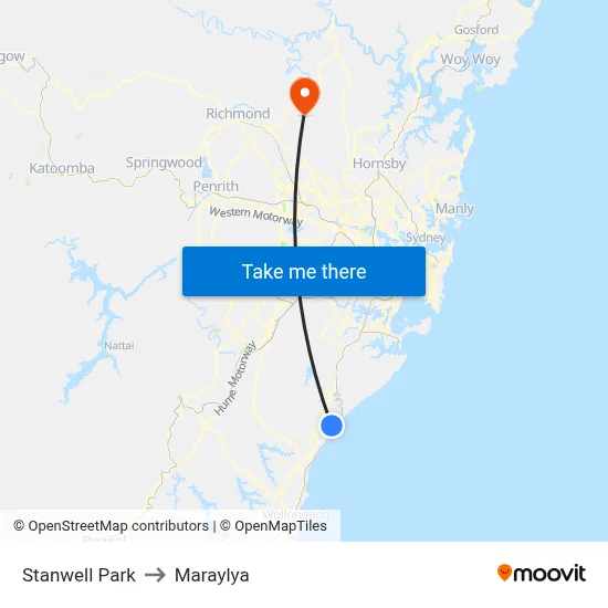 Stanwell Park to Maraylya map